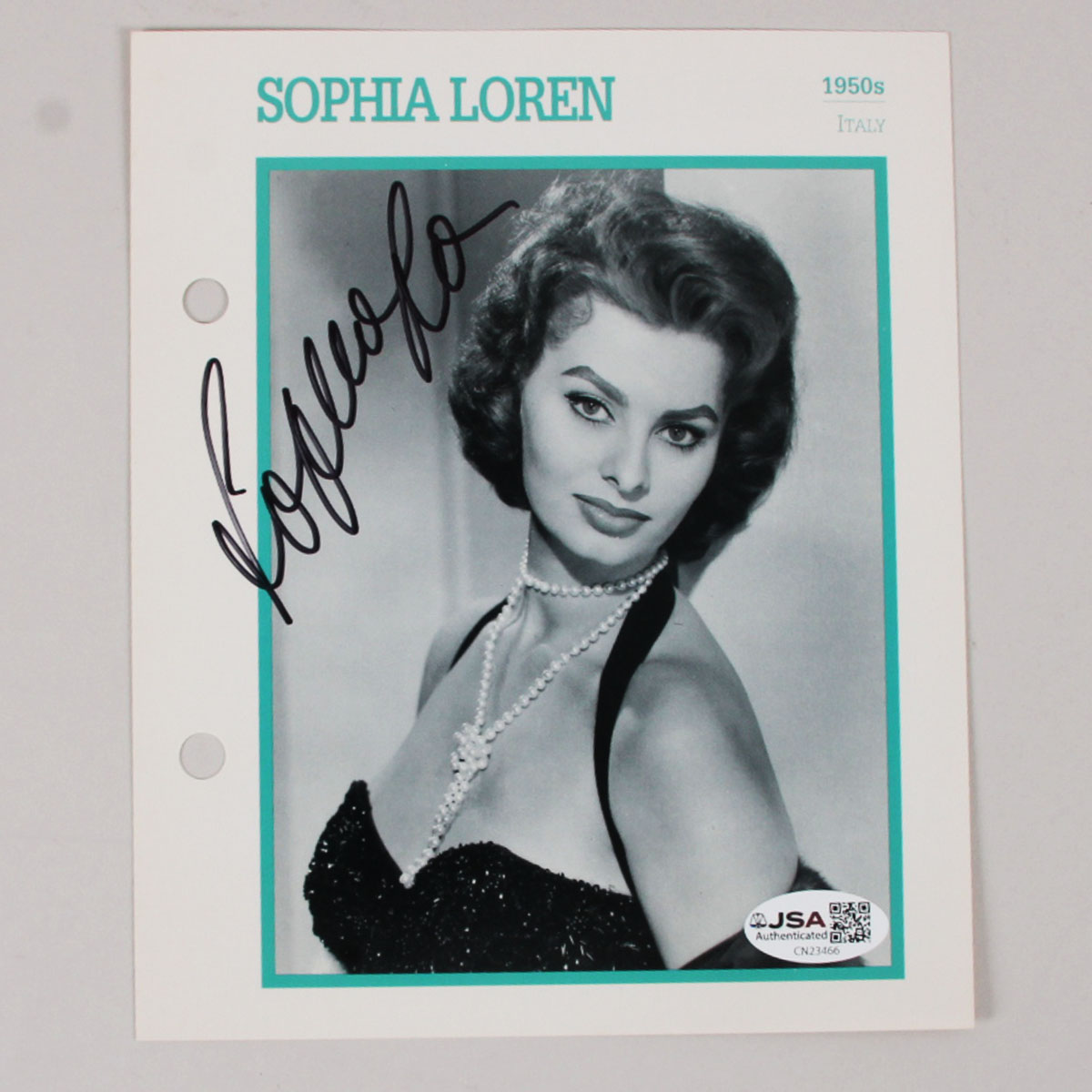 Sophia Loren Signed Photo 5x7 w/ Book - COA JSA