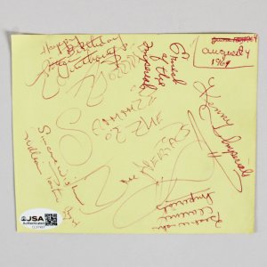 Little Anthony & The Imperials Signed 4 1/2 x 5 1/2 Paper Sheet 8/4/1969 COA JSA