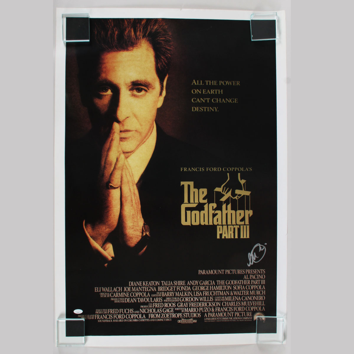 Al Pacino Signed Godfather Poster Movie Part III COA JSA