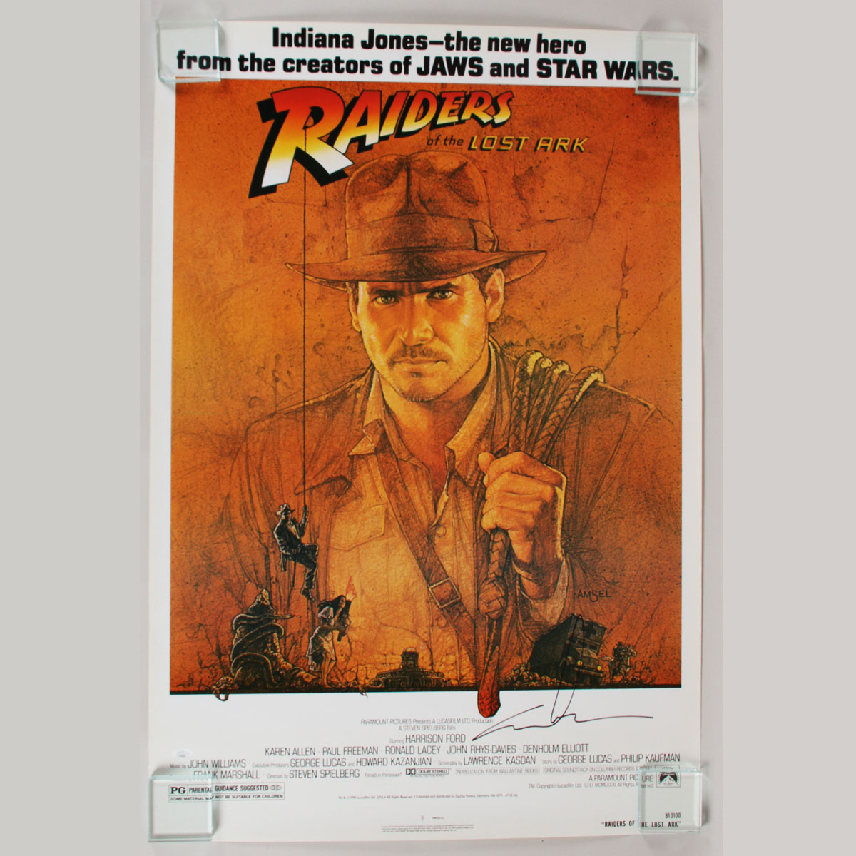 George Lucas Signed Indiana Jones Poster Movie Raiders of the Lost Ark COA JSA