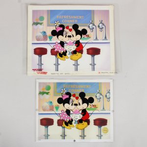 Mickey Minnie Mouse Production Color Model Cel & Sericel Disney Studio Original Soda Pop Sweethearts