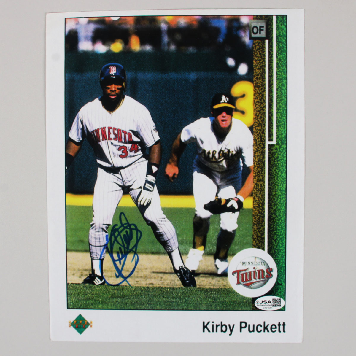 Kirby Puckett Signed Photo Paper 8x10 Twins - COA JSA