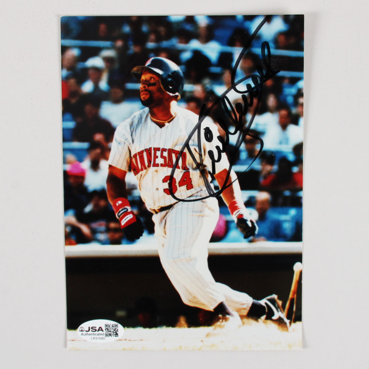 Kirby Puckett Signed Photo Twins - COA JSA