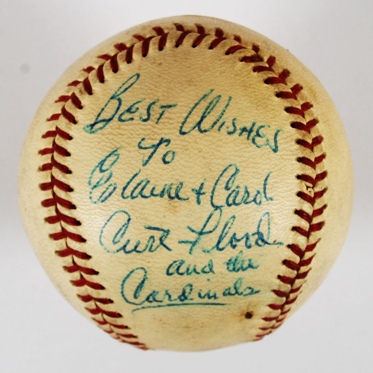 Curt Flood Signed Inscription ONL Giles Baseball COA JSA Full Letter.