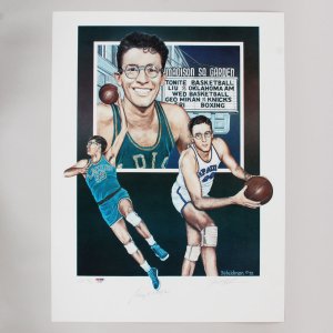 George Mikan Autographed 18x24 Artists Proof Print 1992 Bart Heldman Autographed PSA/DNA