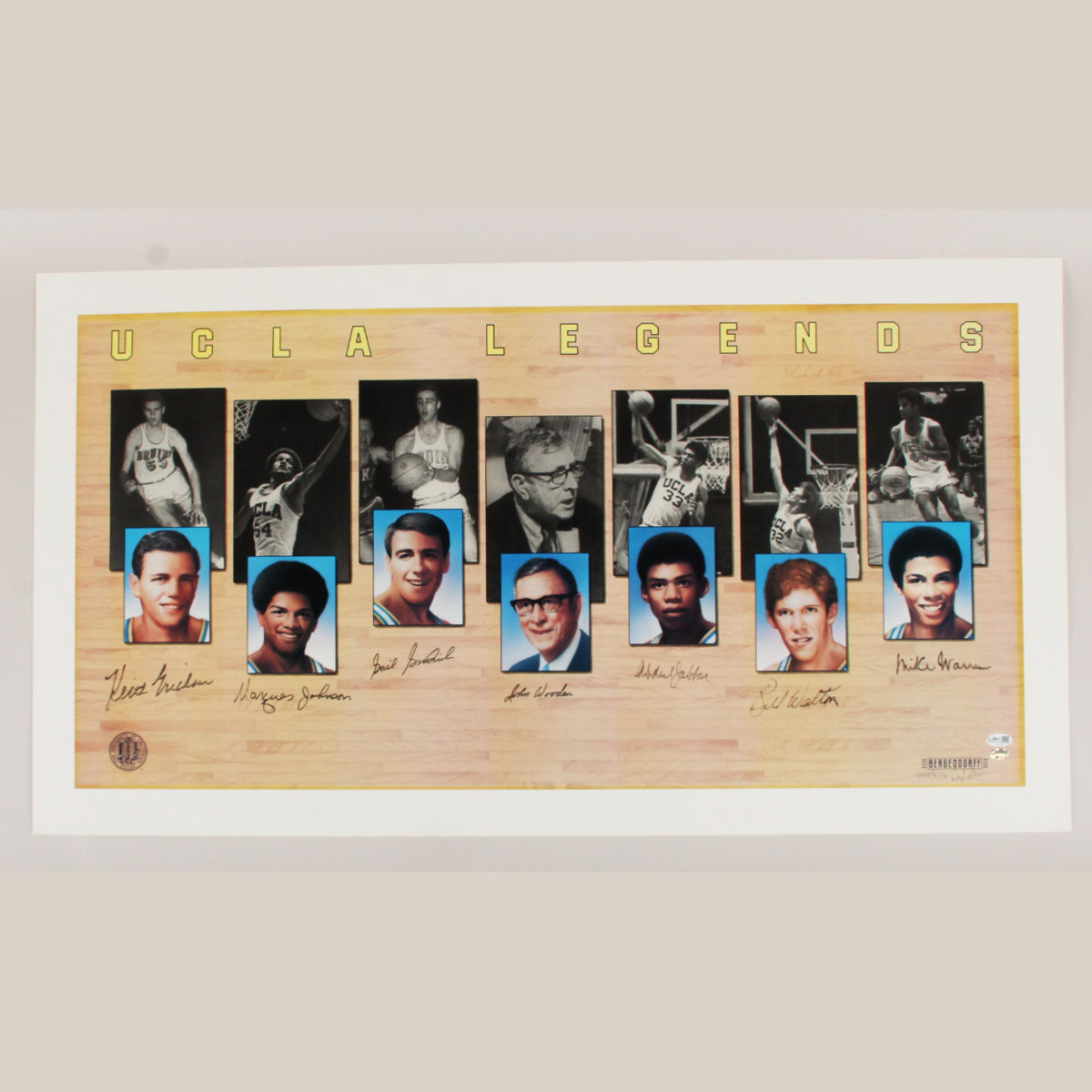 UCLA Legends Signed Lithograph (7) Sigs. Incl. Bill Walton, Kareem Abdul-Jabbar, John Wooden etc. - COA JSA