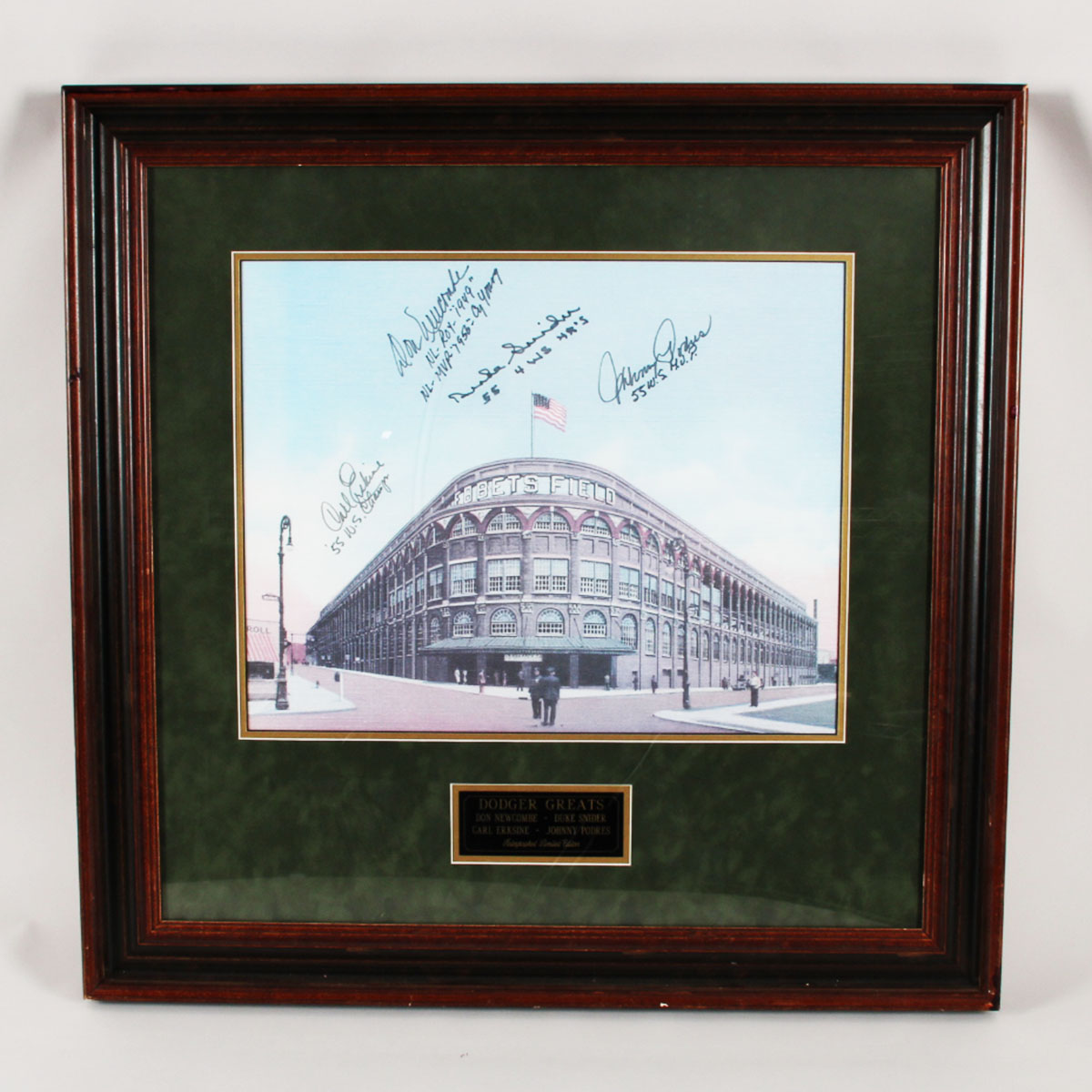 Don Newcombe Signed Lithograph w/ Other Dodgers - COA PSA/DNA