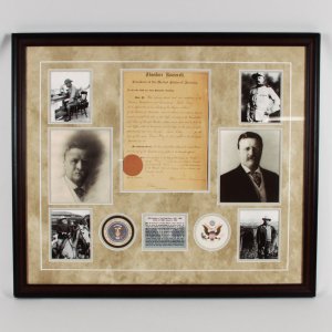President Theodore Roosevelt Signed Document Display - COA JSA