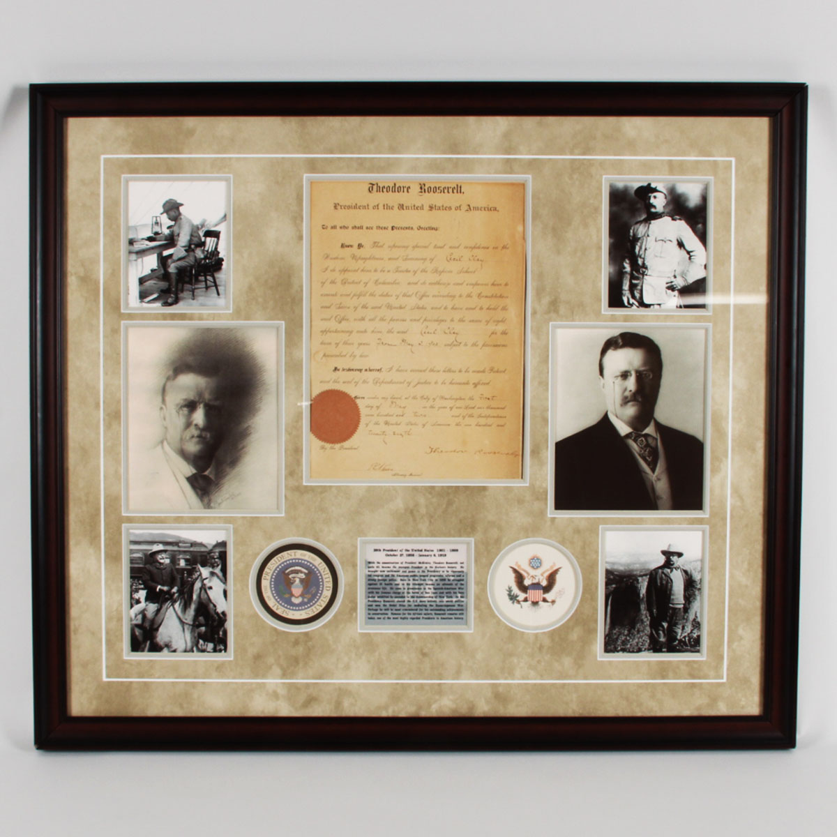 President Theodore Roosevelt Signed Document Display - COA JSA