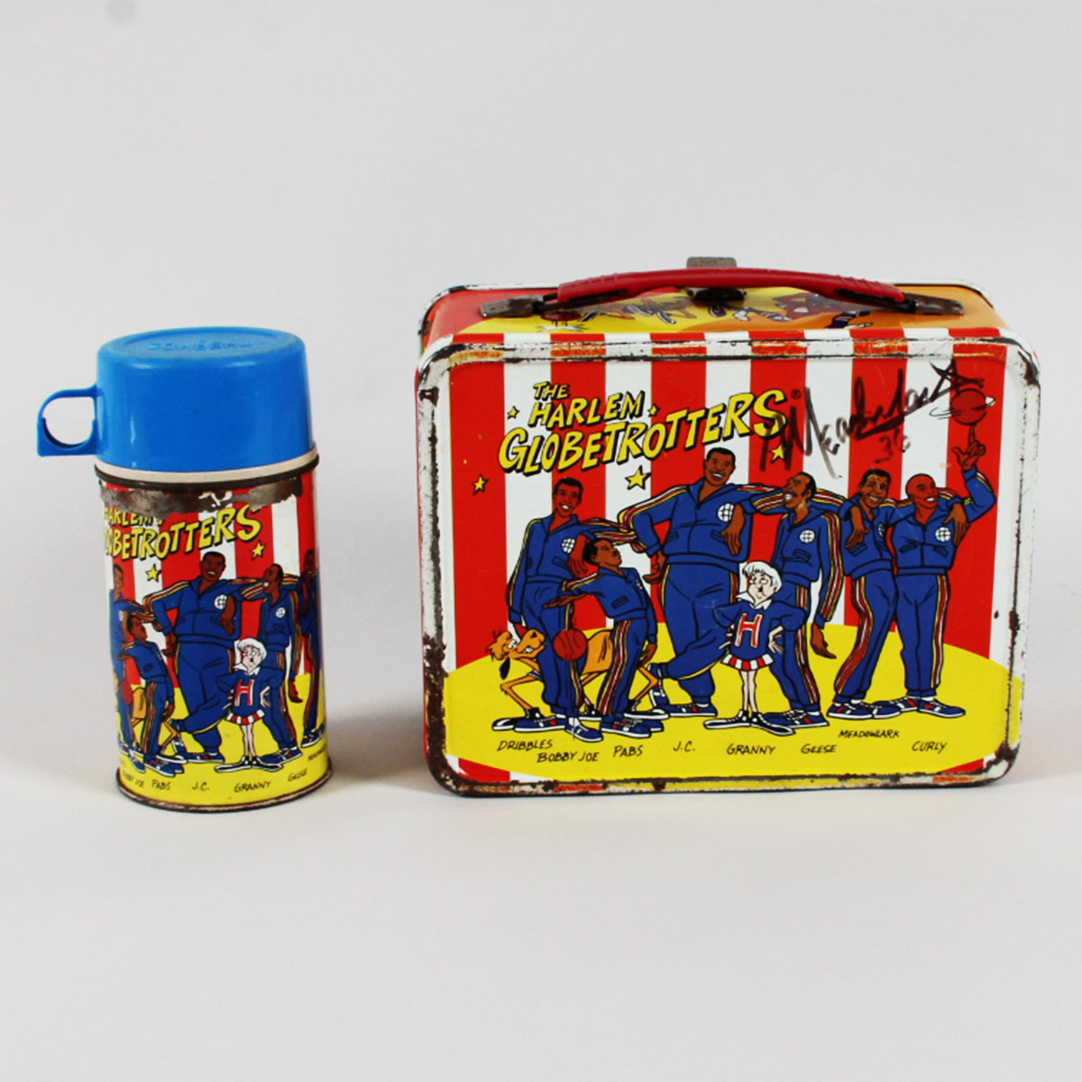 Meadowlark Lemon Signed Lunch Box Harlem Globetrotters with Thermos - COA Legacy Foundation