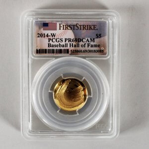 2014-W Gold Baseball Hall of Fame $5 PCGS PR69DCAM First Strike