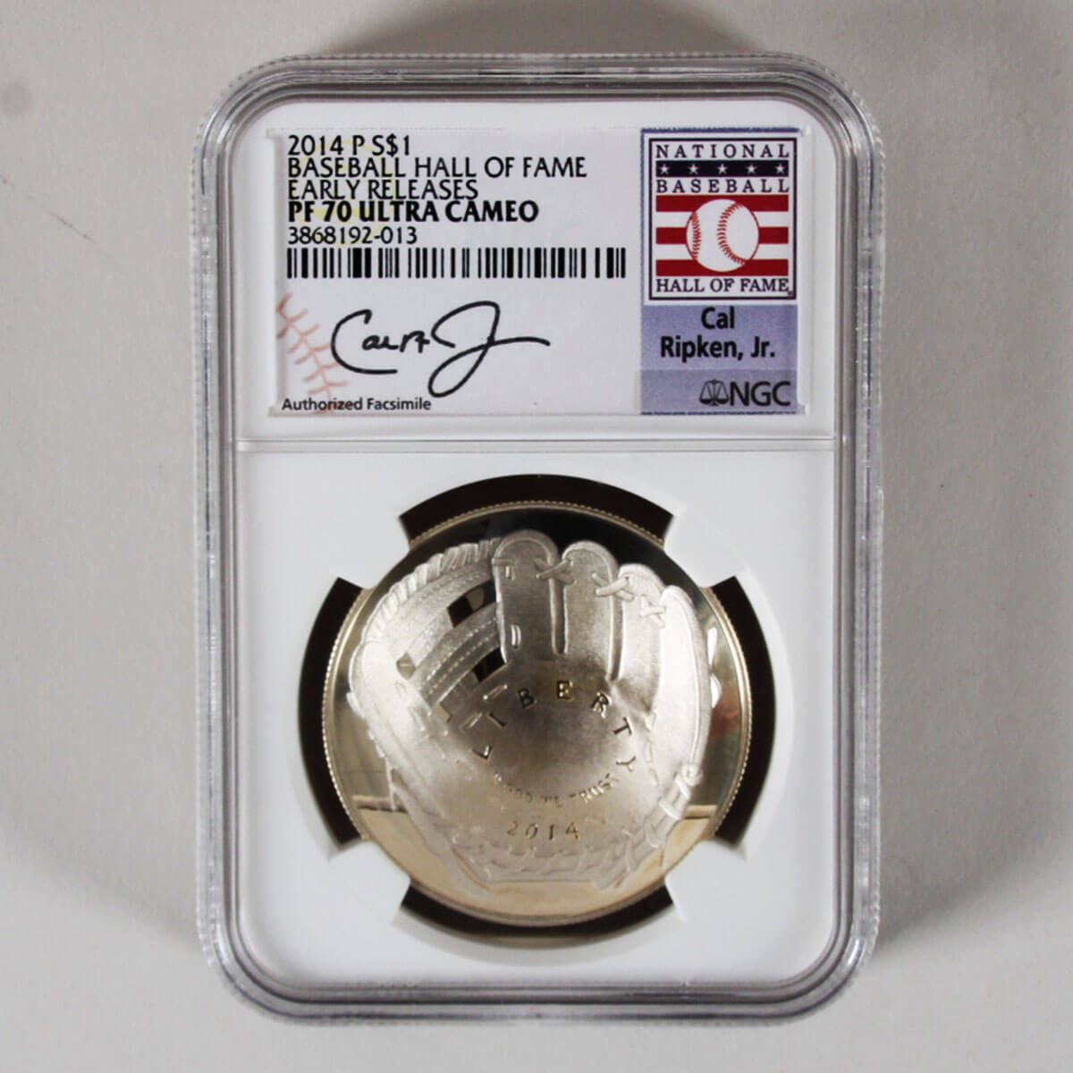 Cal Ripken Jr. 2014 P S$1 Silver Coin Baseball Hall of Fame Early Releases PF70 Ultra Cameo