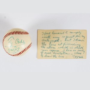 Ty Cobb Signed Baseball w/ Signed Postcard Tigers - COA PSA/DNA