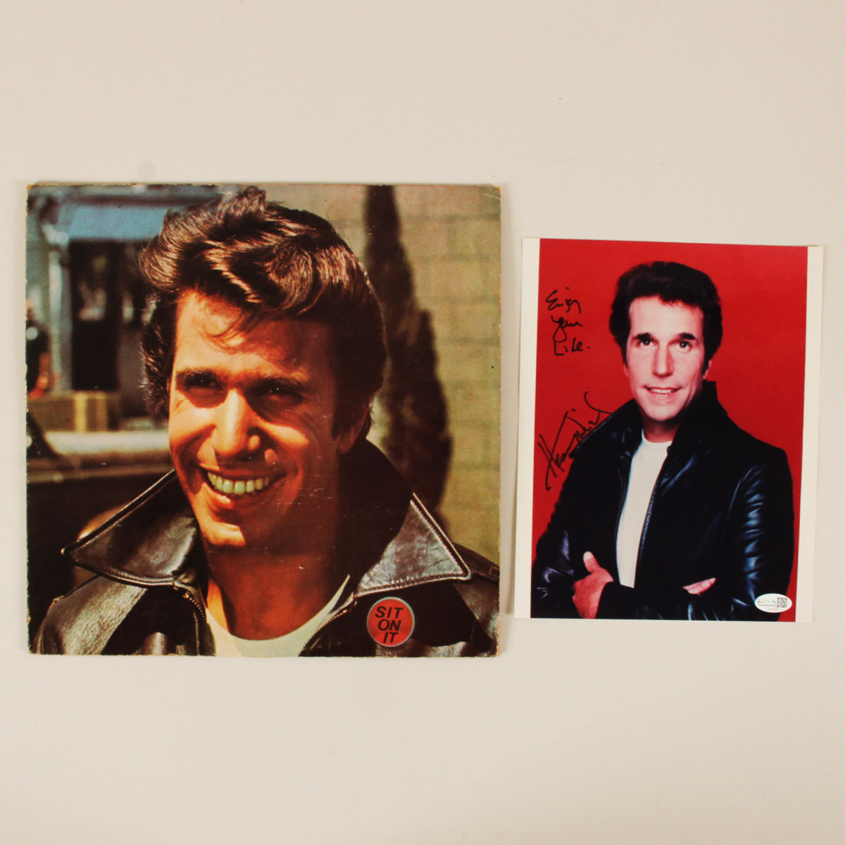 Henry Winkler Signed Photo 8x10 w/ Record Album - COA JSA