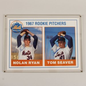 Tom Seaver & Nolan Ryan Signed Oversized 15"x19"1967 Rookie Pitchers Card - COA JSA