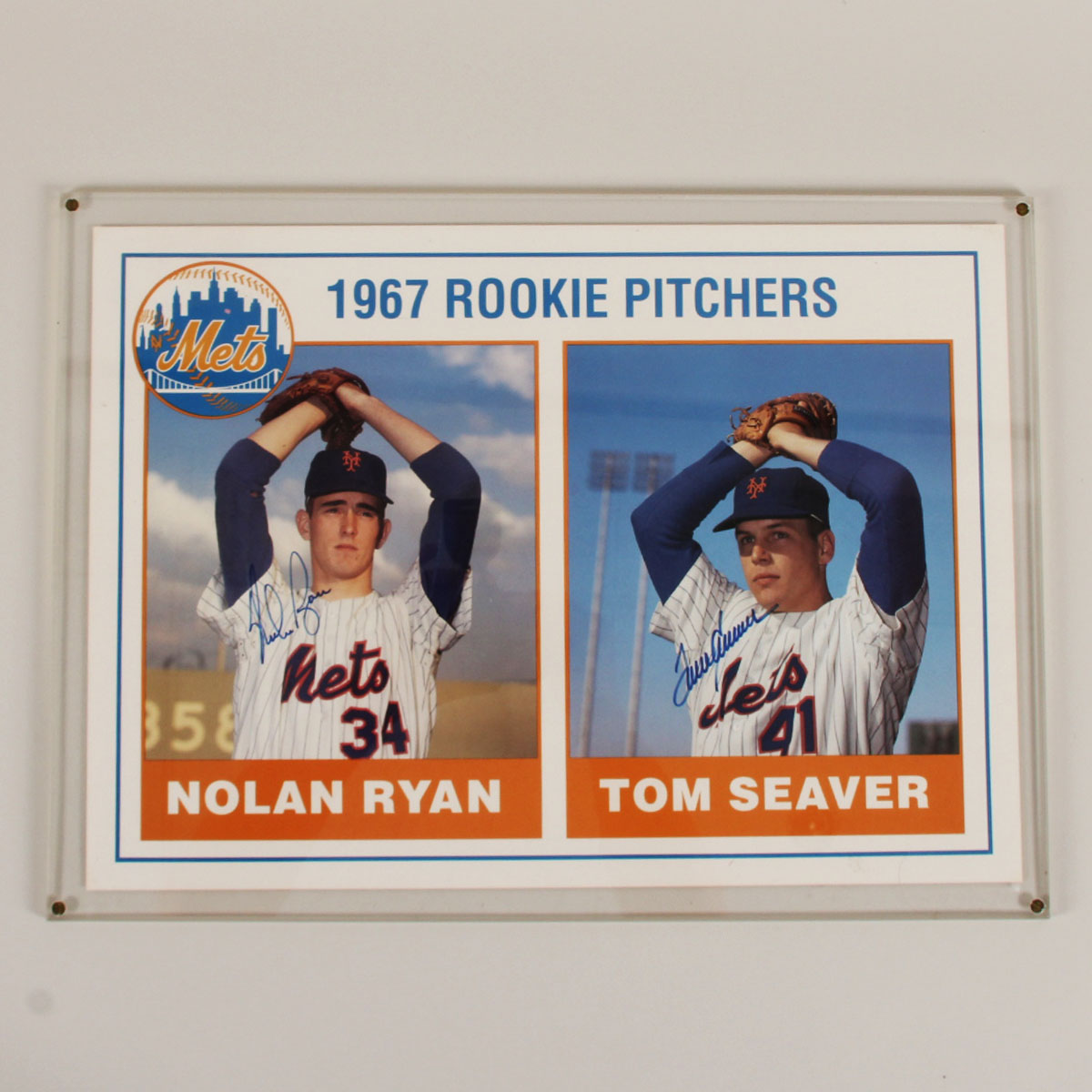 Tom Seaver & Nolan Ryan Signed Oversized 15"x19"1967 Rookie Pitchers Card - COA JSA