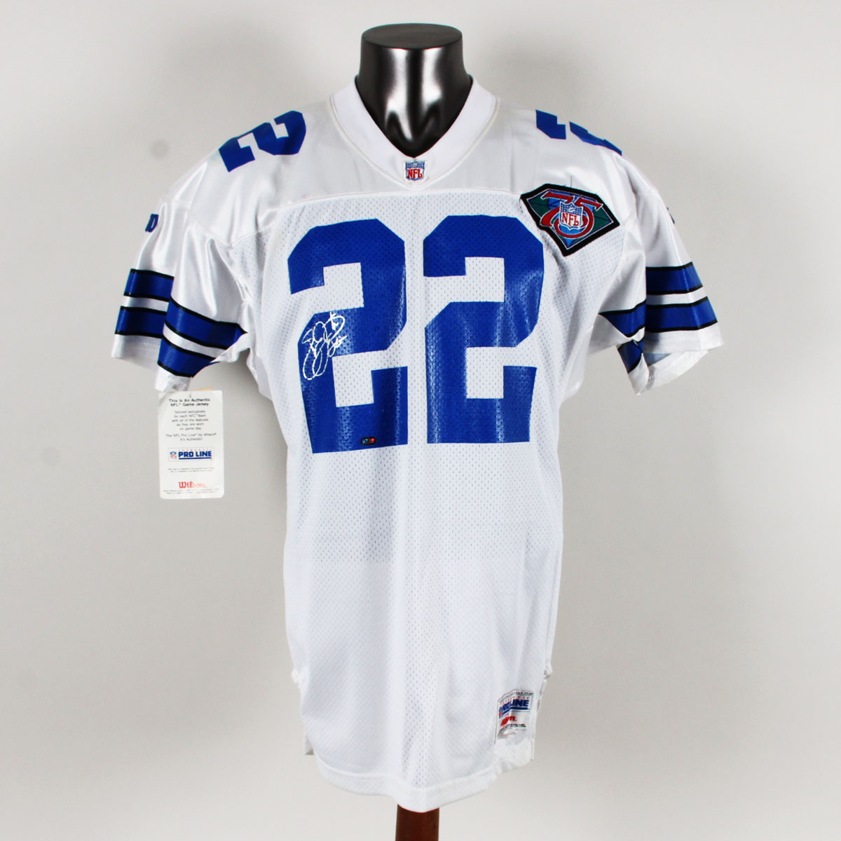 Emmitt Smith Signed Jersey Cowboys Wilson Pro Line 1994 75th Anniversary Patch - COA GTSM Hologram