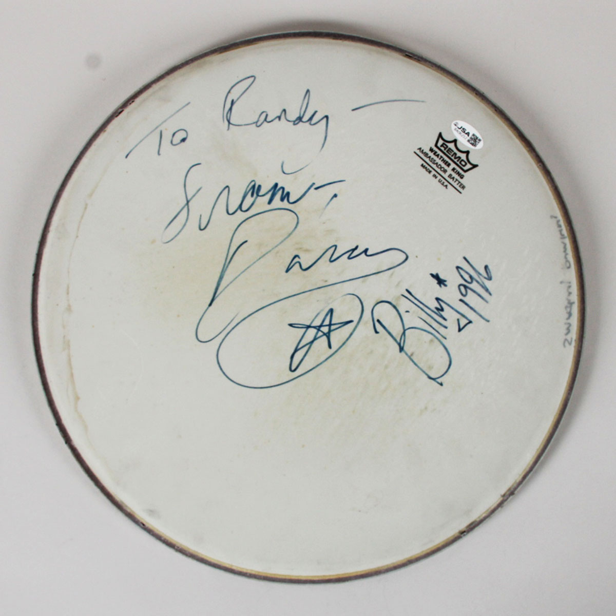 The Smashing Pumpkins Band Signed 14" Drumhead Billy Corgan & D'arcy Wretzky - COA JSA