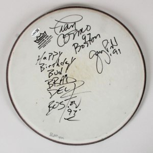 Boston Band Signed 12" Drumhead Fran Cosmo, Gary Phil, Brad Pelp - COA JSA