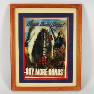1943 WWII Bonds Builds Ships Buy More Bonds by Abbott Laboratories Original Poster 11x15