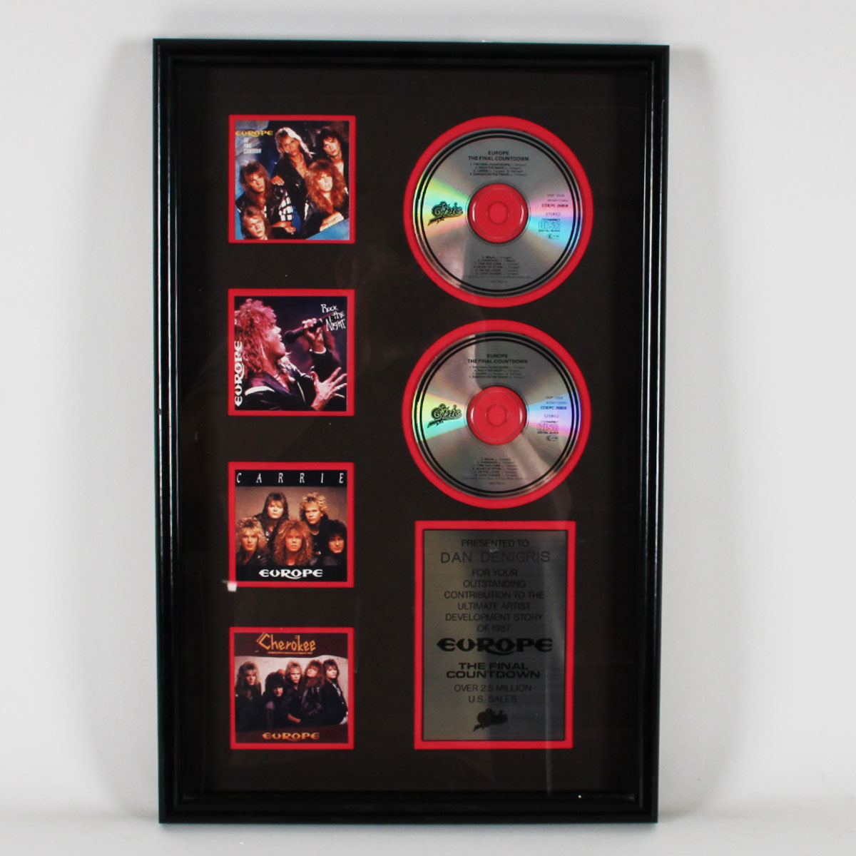 Europe The Final Countdown Epic Records 2.5x Million Sales Platinum Plaque Award