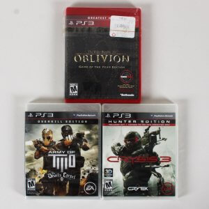 Sony Playstation PS3 Video Game Sealed Lot (3) Elder Scrolls IV Oblivion GameStop Edition, Crysis 3 Hunter, Army of Two Devil's Cartel Overkill