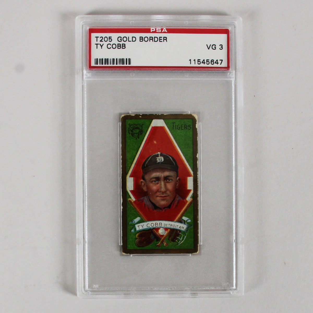 T205 Gold Border Ty Cobb 1911 HOF Detroit Tigers American Beauty Cigarettes PSA 3 VG