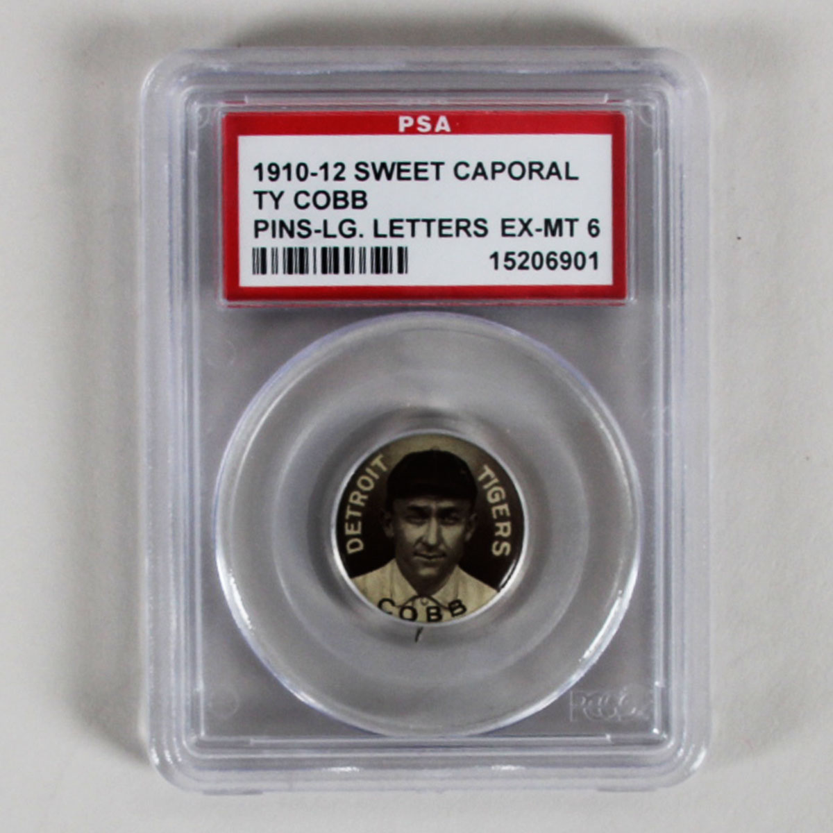 1910-12 Sweet Caporal Pins P2 Ty Cobb Large Letters PSA 6 Ex/Mt