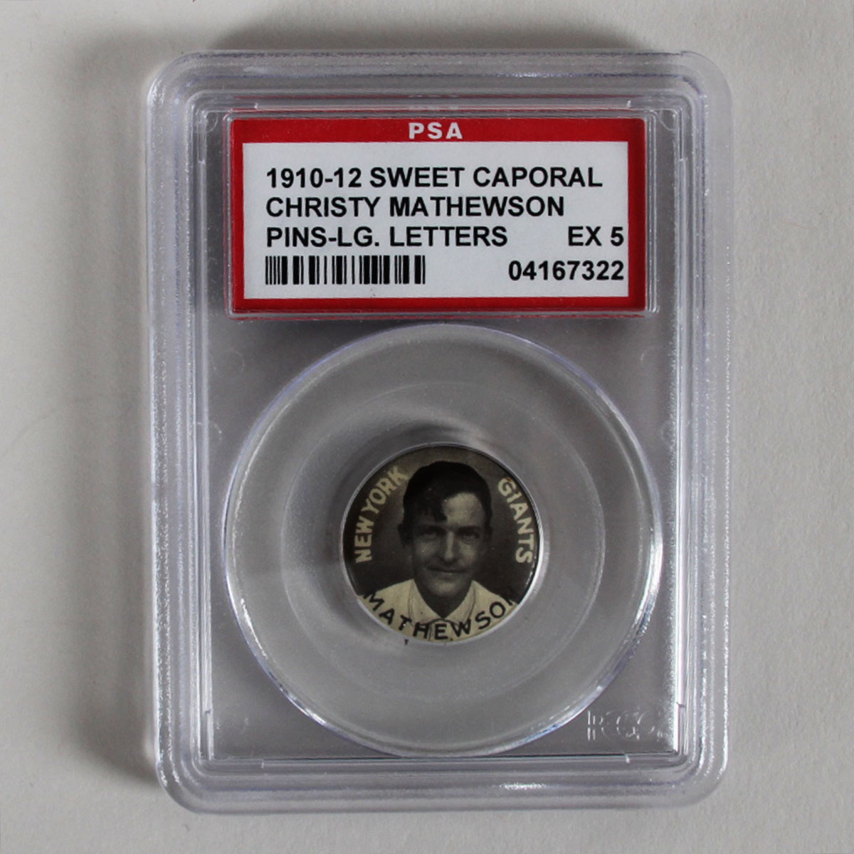 1910-12 Sweet Caporal Pins P2 Christy Mathewson Large Letters PSA 5 Ex