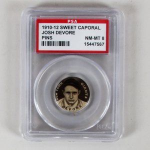 1910-12 Sweet Caporal Pins P2 Josh Devore Small Letters PSA 8 NM-MT