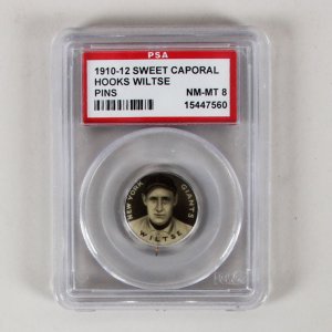 1910-12 Sweet Caporal Pins P2 Hooks Wiltse Small Letters PSA 8 NM-MT