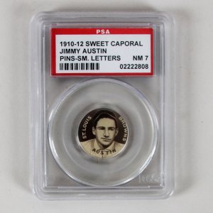 1910-12 Sweet Caporal Pins P2 Jimmy Austin Small Letters PSA 7 Near Mint