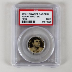 1910-12 Sweet Caporal Pins P2 Harry Wolter Small Letters PSA 7 Near Mint