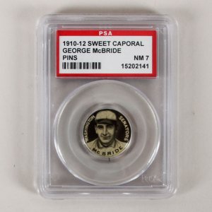 1910-12 Sweet Caporal Pins P2 George McBride Small Letters PSA 7 Near Mint