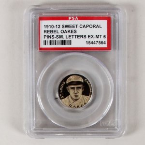 1910-12 Sweet Caporal Pins P2 Rebel Oakes Small Letters PSA 6 EX/MT