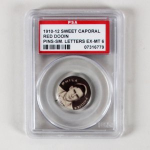 1910-12 Sweet Caporal Pins P2 Red Dooin Small Letters PSA 6 EX/MT