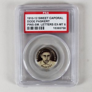 1910-12 Sweet Caporal Pins P2 Dode Paskert Small Letters PSA 6 EX/MT