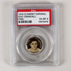 1910-12 Sweet Caporal Pins P2 Doc Crandall Small Letters PSA 6 EX/MT