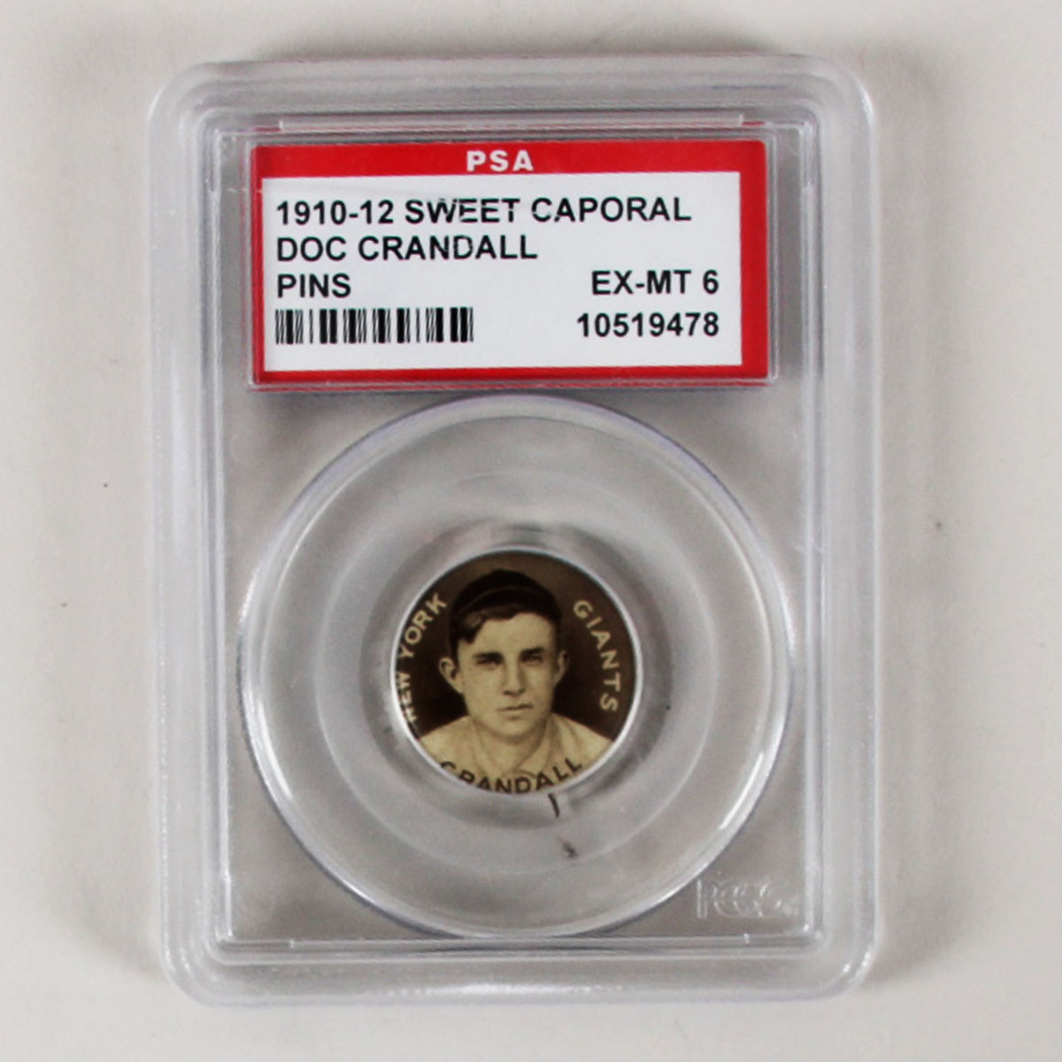 1910-12 Sweet Caporal Pins P2 Doc Crandall Small Letters PSA 6 EX/MT
