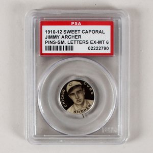1910-12 Sweet Caporal Pins P2 Jimmy Archer Small Letters PSA 6 EX/MT