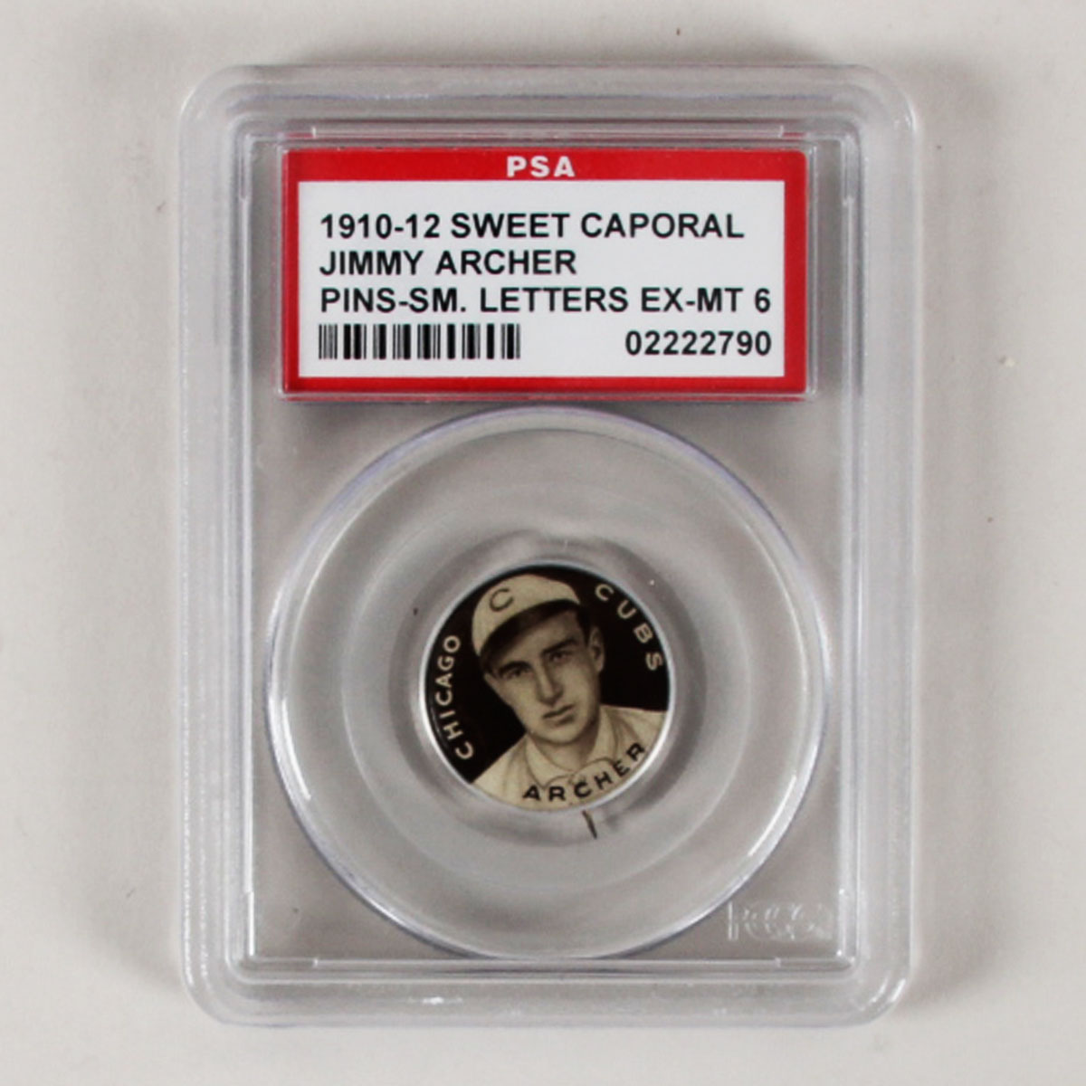 1910-12 Sweet Caporal Pins P2 Jimmy Archer Small Letters PSA 6 EX/MT