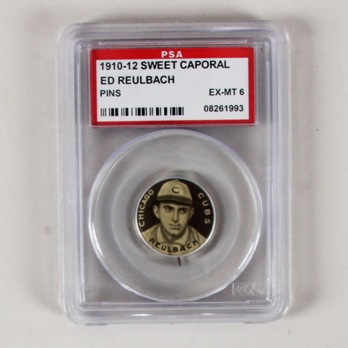 1910-12 Sweet Caporal Pins P2 Ed Reulbach Small Letters PSA 6 EX/MT