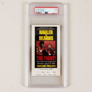 Hagler Hearns 1985 World Middleweight Boxing Championship 4-15-1985 Ticket Stub PSA 2