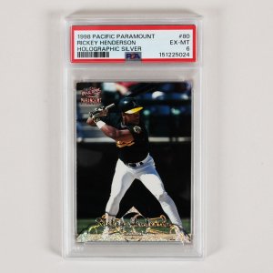1998 Pacific Paramount Rickey Henderson Holographic Silver Graded Card #80 PSA 6
