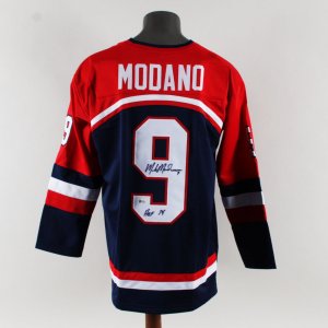 Mike Modano Signed Blue-Red USA Hockey Jersey Inscribed COA Beckett
