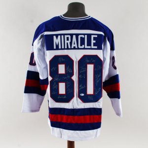 Miracle On Ice 18-Autographs Signed 1980 Gold Medalists Team USA Jersey White COA Beckett
