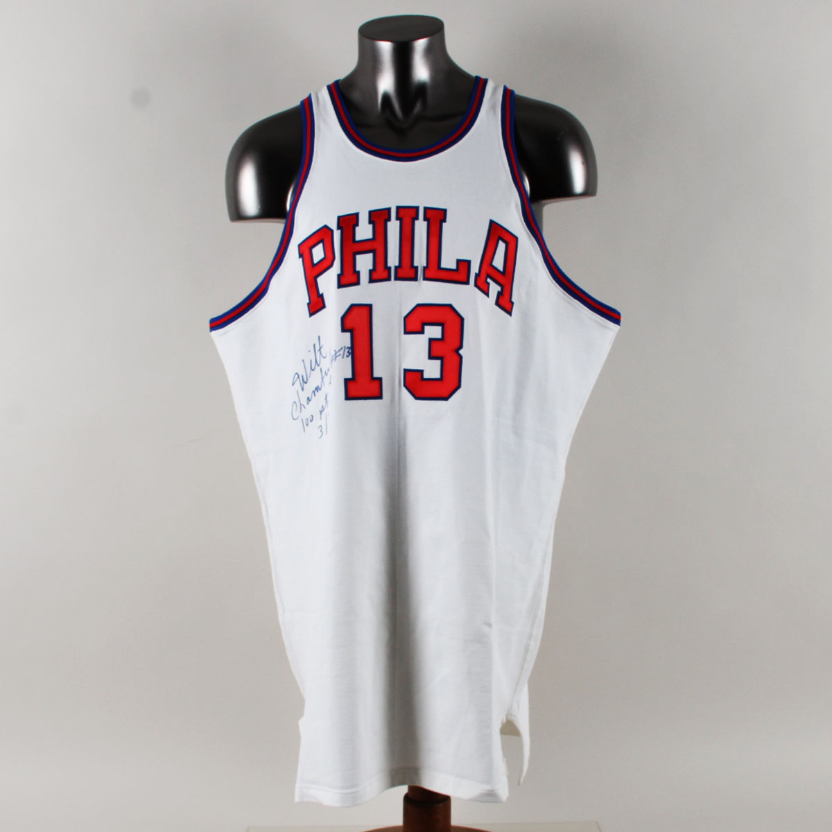 Wilt Chamberlain Signed Jersey Inscribed 100 Pts Game 3/2/62 COA Beckett