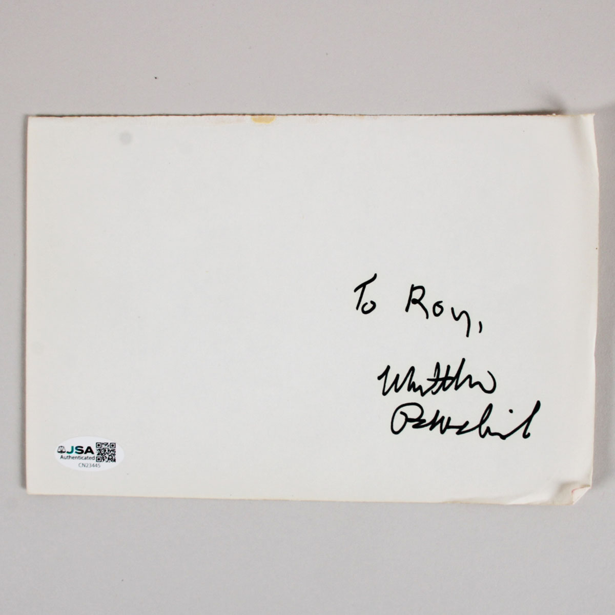 Matthew Broderick Signed 5 1/4 x 8 Paper COA JSA