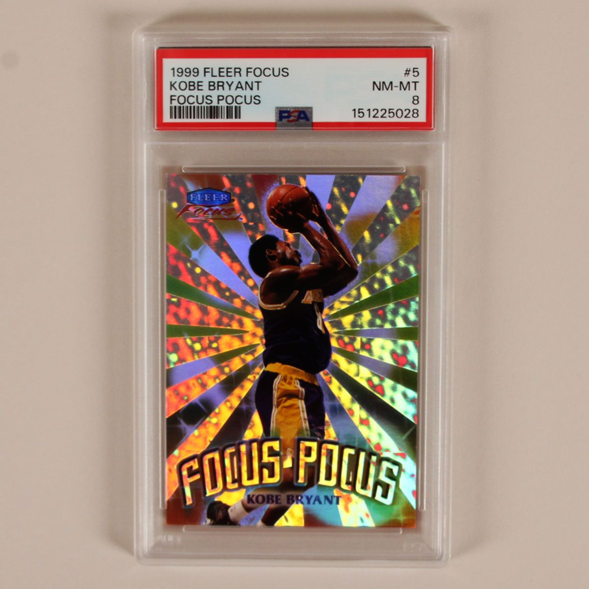 1999 Fleer Focus Kobe Bryant Focus Pocus Graded Card #5 PSA 8