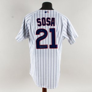 Sammy Sosa Signed Chicago Cubs Home Jersey COA Mounted Memories